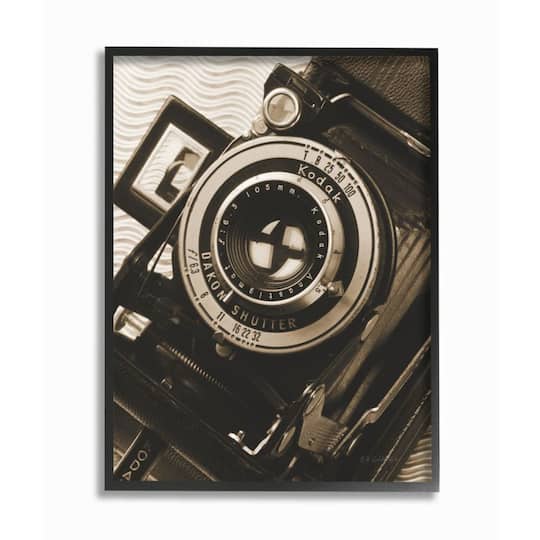 Stupell Industries Vintage Camera Sepia Photograph Black Framed Wall Art
